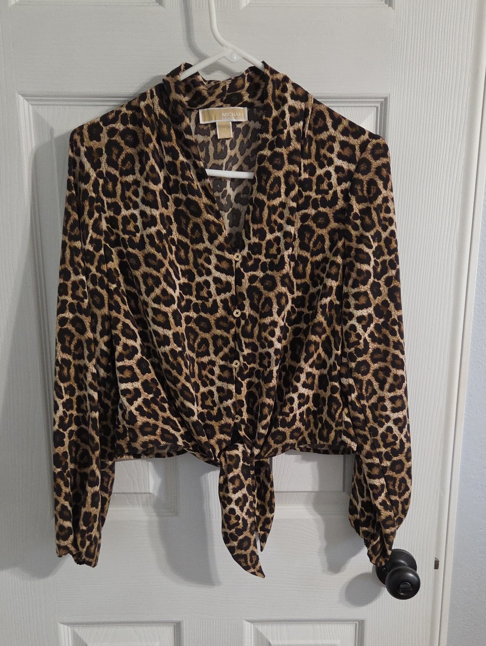 Michael Kors Leopard Print Tie-Front Women's Blouse